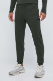 EA7 Emporio Armani pantaloni de trening din bumbac culoarea verde, neted