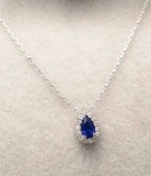 Colier din argint Lacrima cu Safir Albastru Arg44A, Argintboutique