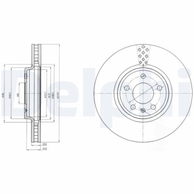 Set discuri frana fata DELPHI, Audi A4 (B8), 08.07-12.2015, A4 Allroad (8kh, B8), 04.2009-05.16, A4 Avant (B8), 11.07-12.2015, A5, 2007-2017, Q5 (8rb foto