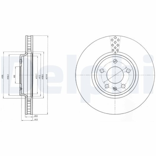 Set discuri frana fata DELPHI, Audi A4 (B8), 08.07-12.2015, A4 Allroad (8kh, B8), 04.2009-05.16, A4 Avant (B8), 11.07-12.2015, A5, 2007-2017, Q5 (8rb