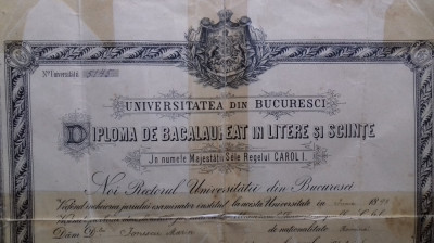 Arges Deagu Universitatea Bucuresti Diploma 1897 Titu Maiorescu foto