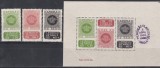 Angola 1950 - Expoziție filatelică și cea de-a 80-a aniversare a primului timbru angolez, Serie + Colita, MNH (vezi descrierea), Nestampilat