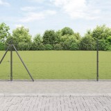VidaXL Gard din plasă sudată cu 13 st&acirc;lpi flanșați Gri 0.8x50 m Oțel