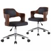 Scaune pivotante, 2 buc. negru, lemn curbat &amp; piele ecologica