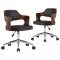 Scaune pivotante, 2 buc. negru, lemn curbat &amp; piele ecologica