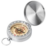 Cumpara ieftin Busola pentru camping, drumetii, fosforescenta, metalica, inel pentru breloc, 6 x 1.5 cm, argintiu
