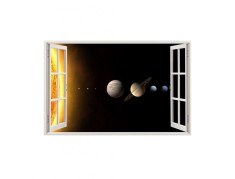 Autocolant decorativ, Fereastra, Planete, Multicolor, 83 cm, 210ST foto