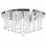 Cumpara ieftin Lustra cu margele de cristal, argintiu, rotund, 4 becuri x G9