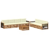 vidaXL Set de canapele de exterior cu pernă 8 pcs Natural și Crem 3383113