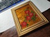 Pictura vintage pe sticla cu maci, Flori, Acrilic, Realism