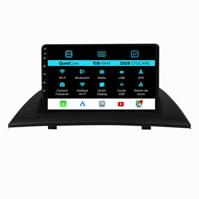Navigatie Dedicata BMW X3 E83 (2004-2012), 9Inch, 1Gb Ram, 32Gb Stocare, Carplay