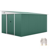 Outsunny Magazie de Gradina cu Ușa Glisantă si Orificii de Aerisire, din Oțel Galvanizat, 345x280,5x169-201cm, Verde | Aosom Romania