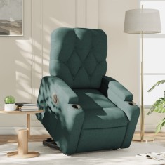 vidaXL Fotoliu electric rabatabil cu ridicare, verde &icirc;nchis, textil
