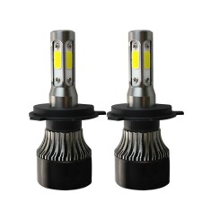Set 2 LED-uri Auto Techstar&reg; S4, H4, 40w, 4000 Lumeni, 6500K, AUTO, 12-24 Volti, COB, Canbus, Radiator Aluminiu