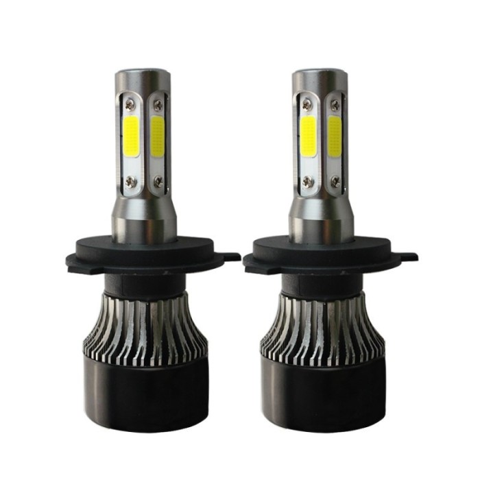 Set 2 LED-uri Auto Techstar&reg; S4, H4, 40w, 4000 Lumeni, 6500K, AUTO, 12-24 Volti, COB, Canbus, Radiator Aluminiu