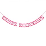 Banner Petrecere, Model Happy Birthday, Culoare Roz cu Buline, Dimensiuni 14x213 cm, Oem