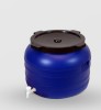 Bidon Plastic 100L Sterk, Robinet &amp; Capac Filetat, Albastru, Alimentar, Fabricat in Romania