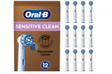 Set 12 rezerve pentru periuta de dinti electrica Oral-B Pro Sensitive Clean, alb - RESIGILAT