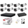 Sistem supraveghere complet Dahua 8 camere IP 4MP Dual Light 30m Microfon NVR 8 canale HDD si accesorii instalare incluse SafetyGuard Surveillance