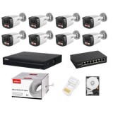 Sistem supraveghere complet Dahua 8 camere IP 4MP Dual Light 30m Microfon NVR 8 canale HDD si accesorii instalare incluse SafetyGuard Surveillance