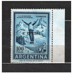 ARGENTINA 1961 - SPORTURI DE IARNA. TIMBRU NESTAMPILAT CU SUPRATIPAR, C47