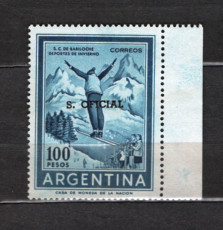 ARGENTINA 1961 - SPORTURI DE IARNA. TIMBRU NESTAMPILAT CU SUPRATIPAR, C47 foto