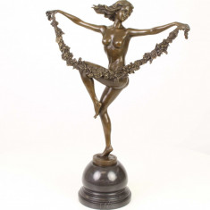 Dansatoare cu flori-statueta Art Deco din bronz BJ-17