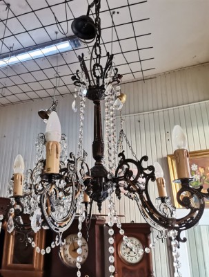 Boem candelabru de dimensiuni impresionante din bronz și cristale foto