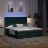 Cumpara ieftin Cadru de pat otoman cu saltele Verde inchis 200x200cm catifea