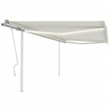 VidaXL Copertină retractabilă manual, cu LED, crem, 4x3 m