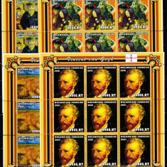 DB1 Pictura Mozambic Van Gogh 9 MS 9 seturi 2 imagini MNH