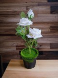 Trandafir Artificial Alb in Ghiveci, 33cm - Decoratiune Florala Realista, Durabila, Interior/Exterior, Oem