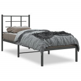 VidaXL Cadru de pat metalic cu tăblie, negru, 75x190 cm