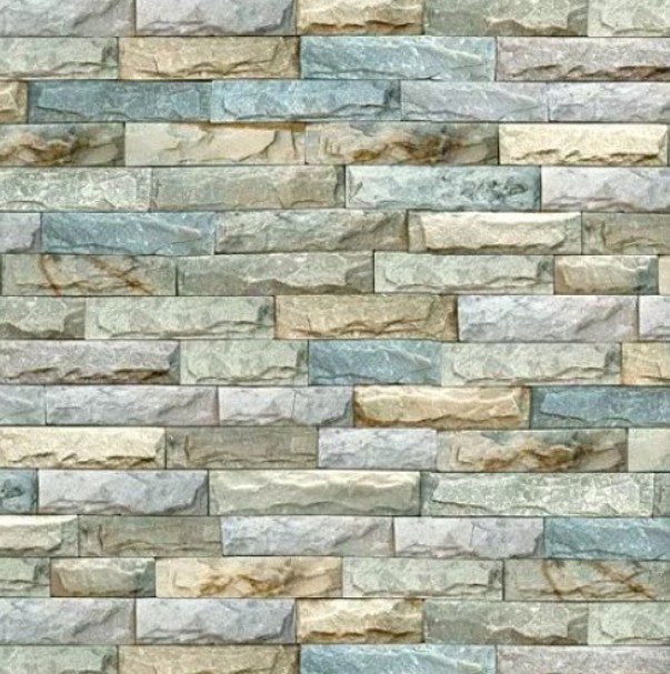 Tapet 3D Autoadeziv, Model Caramida in Relief, Bej/Albastru, Design Modern, Rezistent la Apa, Usor de Curatat, Dimensiuni 77x70cm