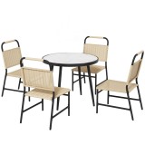 Outsunny Set de dining din 5 piese din ratan pentru terasa, Masa | Aosom Romania