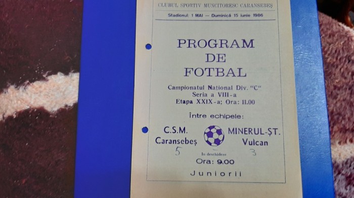 program CSM Caransebes - Minerul St. Vulcan