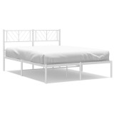 Cumpara ieftin Cadru de pat metalic cu tablie, alb, 120x200 cm