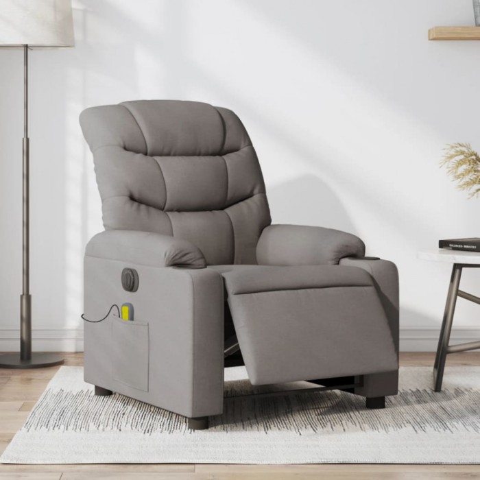 vidaXL Fotoliu electric de masaj rabatabil, gri taupe, textil