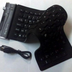 TASTATURA FLEXIBILA SILICONICA, SLIM, NEAGRA foto