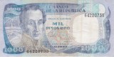 Bancnota Columbia 1.000 Pesos Oro 1982 - P424a Fine ( vezi descriere )