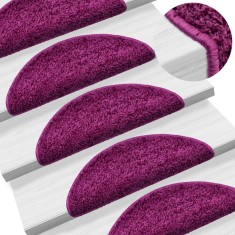 vidaXL Covorașe scări, 15 buc., 56x17x3 cm, violet, semirotunde