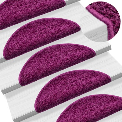 vidaXL Covorașe scări, 15 buc., 56x17x3 cm, violet, semirotunde 133897 foto