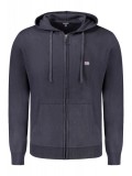 Hanorac cu fermoar barbati, cu mini logo brodat, Regular fit, bleumarin, M