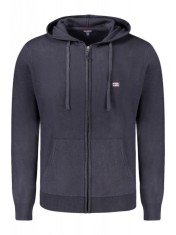 Hanorac cu fermoar barbati, cu mini logo brodat, Regular fit, bleumarin, M foto