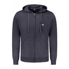 Hanorac cu fermoar barbati, cu mini logo brodat, Regular fit, bleumarin, M
