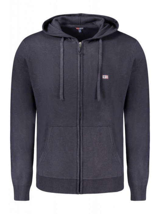 Hanorac cu fermoar barbati, cu mini logo brodat, Regular fit, bleumarin, M