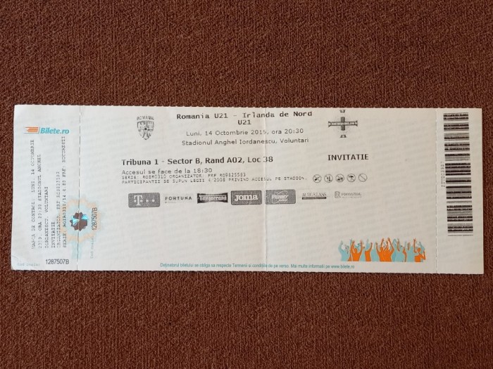 Bilet meci fotbal ROMANIA U21 - IRLANDA de NORD U21 (14.10.2019)
