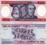 Bancnota Brazilia 100 Cruzeiros 1984 P-198b UNC Neutilizata
