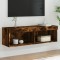 vidaXL Comodă TV cu lumini LED, stejar fumuriu, 100x30x30 cm 837163
