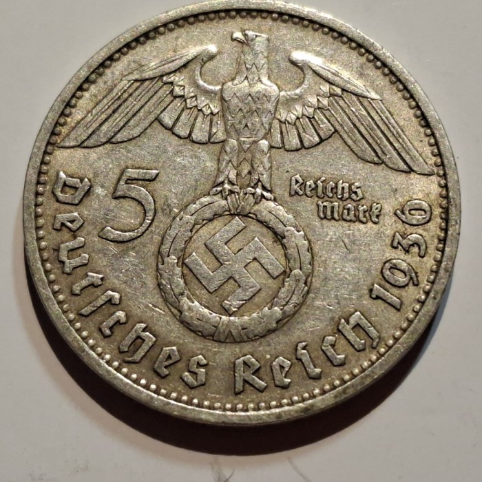 Germania Nazista 5 reichsmark 1936 D argint